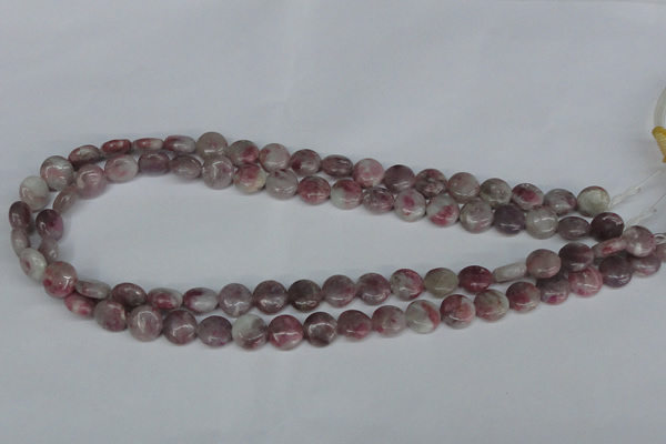 CTO202 15.5 inches 10mm flat round pink tourmaline gemstone beads