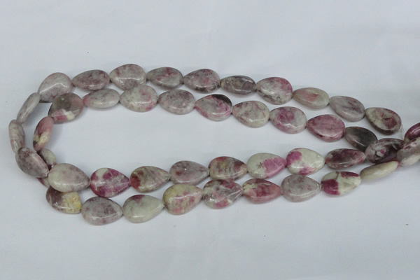 CTO214 15.5 inches 13*18mm flat teardrop pink tourmaline gemstone beads