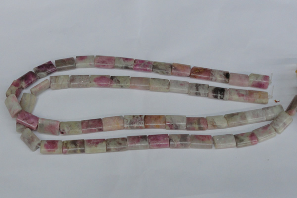 CTO215 15.5 inches 10*14mm flat tube pink tourmaline gemstone beads
