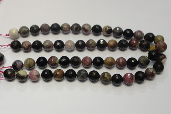 CTO31 15.5 inches 14mm faceted round natural tourmaline beads