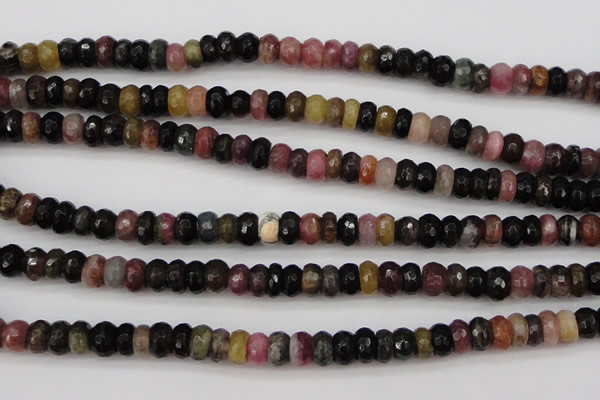 CTO376 15.5 inches 4*6mm faceted rondelle natural tourmaline beads