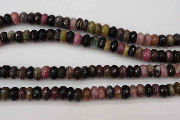 CTO378 15.5 inches 6*10mm faceted rondelle natural tourmaline beads