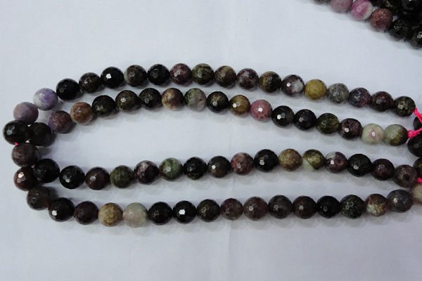 CTO464 15.5 inches 9mm faceted round natural tourmaline gemstone beads