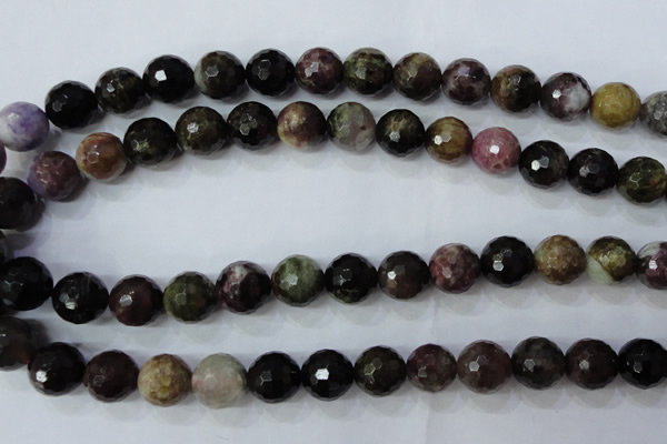 CTO466 15.5 inches 11mm faceted round natural tourmaline gemstone beads