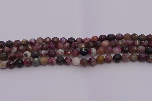 CTO635 15.5 inches 6mm faceted round tourmaline gemstone beads