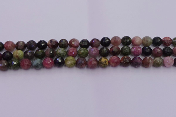 CTO636 15.5 inches 8mm faceted round tourmaline gemstone beads