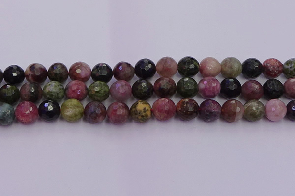 CTO638 15.5 inches 12mm faceted round tourmaline gemstone beads