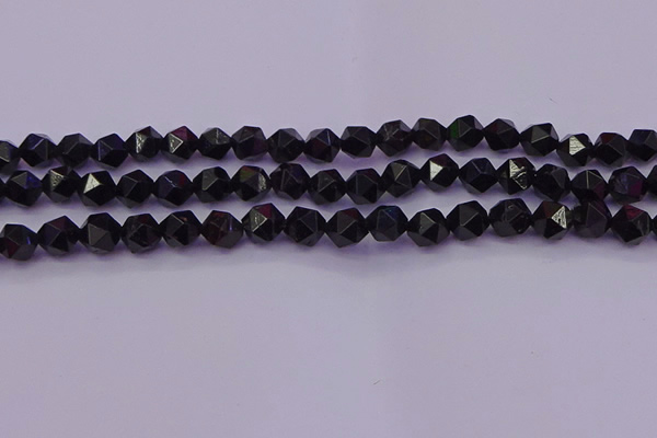 CTO645 15.5 inches 6mm faceted nuggets black tourmaline beads