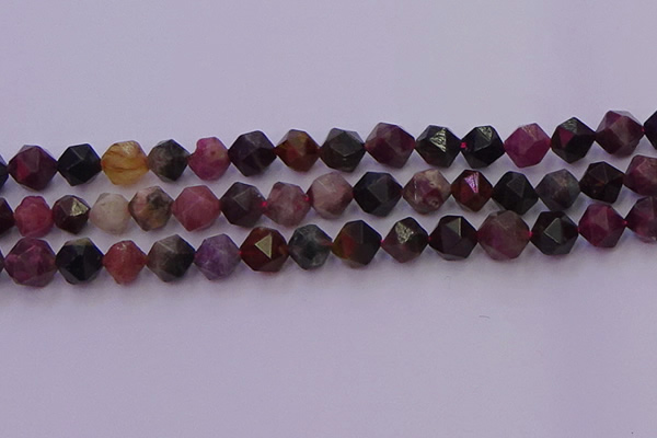 CTO651 15.5 inches 8mm faceted nuggets tourmaline gemstone beads