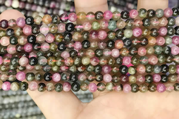 CTO670 15.5 inches 4mm round natural tourmaline beads wholesale