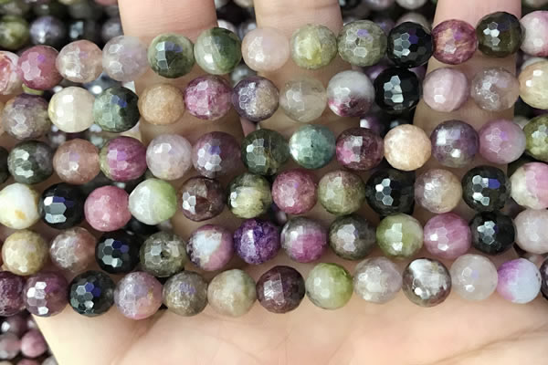 CTO677 15.5 inches 8mm faceted round natural tourmaline beads