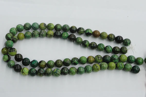 CTP05 15.5 inches 12mm round yellow green pine gemstone beads wholesale