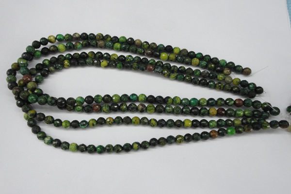 CTP211 15.5 inches 6mm faceted round yellow pine turquoise beads