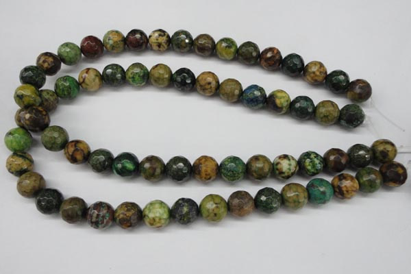 CTP214 15.5 inches 12mm faceted round yellow pine turquoise beads
