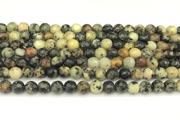 CTP231 15 inches 6mm faceted round yellow turquoise beads