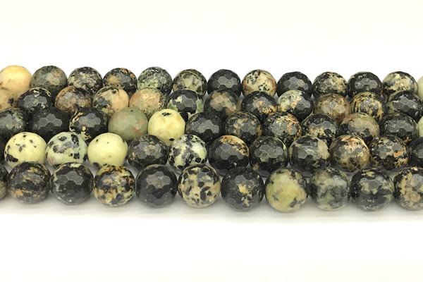 CTP233 15 inches 10mm faceted round yellow turquoise beads