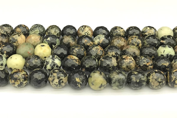 CTP234 15 inches 12mm faceted round yellow turquoise beads