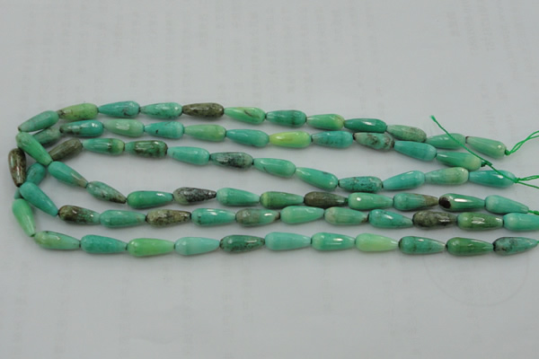 CTR06 15.5 inches 6*16mm faceted teardrop grass agate beads