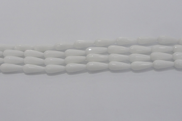 CTR105 15.5 inches 8*20mm faceted teardrop white porcelain beads