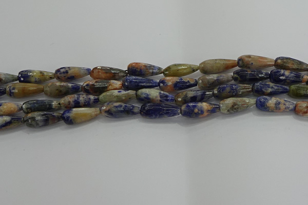 CTR111 15.5 inches 8*20mm faceted teardrop orange sodalite beads