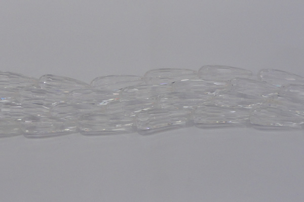 CTR130 15.5 inches 10*30mm faceted teardrop white crystal beads