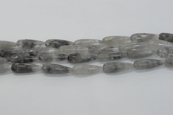 CTR131 15.5 inches 10*30mm faceted teardrop cloudy quartz beads
