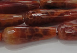 CTR143 15.5 inches 10*30mm faceted teardrop natural fire agate beads