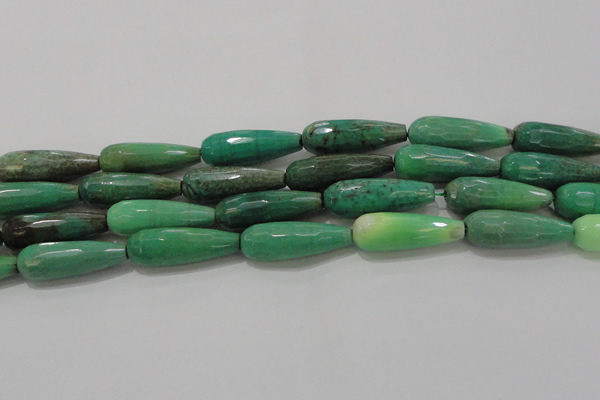 CTR144 15.5 inches 10*30mm faceted teardrop grass agate beads