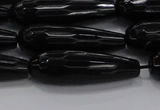 CTR145 15.5 inches 10*30mm faceted teardrop black agate beads