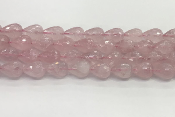 CTR158 15.5 inches 12*16mm faceted teardrop rose quartz beads