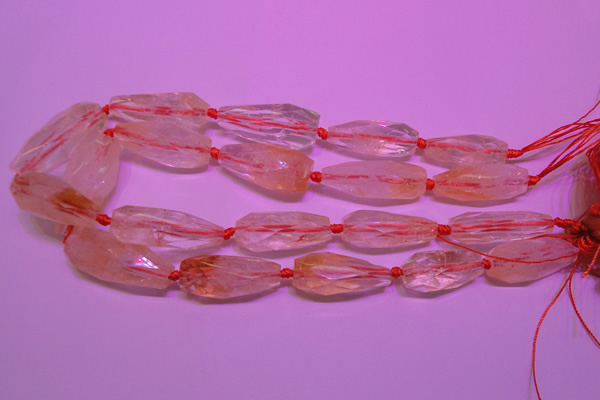 CTR201 15*30mm - 18*45mm faceted teardrop citrine gemstone beads