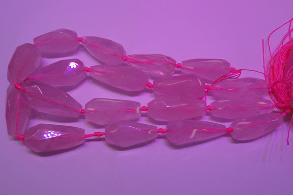 CTR203 16*35mm - 20*45mm faceted teardrop rose quartz beads
