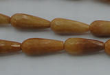 CTR21 15.5 inches 8*20mm faceted teardrop yellow jade beads