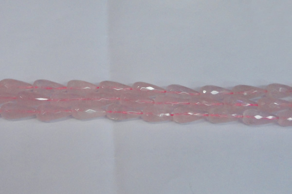CTR301 15.5 inches 12*25mm faceted teardrop rose quartz beads