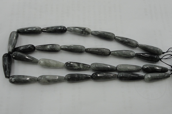 CTR31 15.5 inches 10*30mm faceted teardrop eagle eye jasper beads