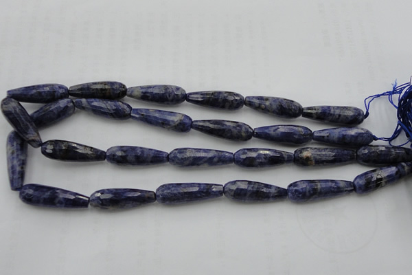 CTR32 15.5 inches 10*30mm faceted teardrop sodalite gemstone beads
