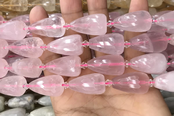 CTR350 15.5 inches 15*25mm faceted teardrop rose quartz beads