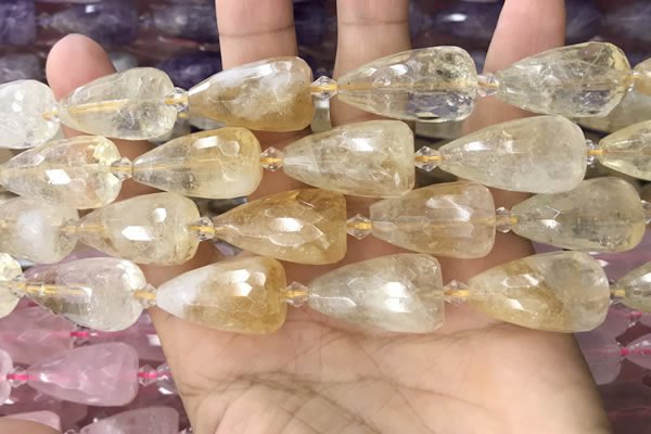 CTR351 15.5 inches 15*25mm faceted teardrop citrine beads