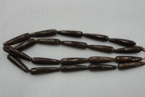 CTR45 15.5 inches 10*40mm faceted teardrop bronzite gemstone beads