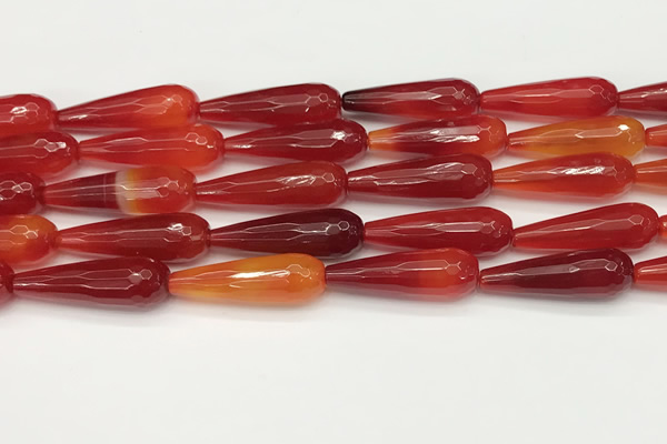 CTR457 15.5 inches 10*30mm faceted teardrop agate beads wholesale
