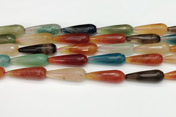 CTR463 15.5 inches 10*30mm faceted teardrop agate beads wholesale
