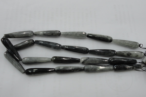 CTR48 15.5 inches 10*40mm faceted teardrop eagle eye jasper beads