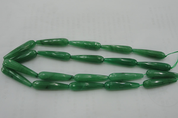 CTR50 15.5 inches 10*40mm faceted teardrop green aventurine beads