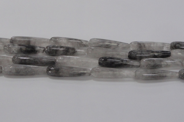 CTR56 15.5 inches 10*40mm faceted teardrop cloudy quartz beads