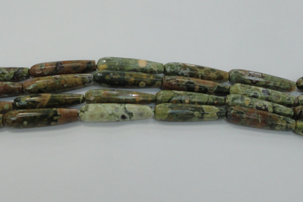 CTR59 15.5 inches 10*40mm faceted teardrop rhyolite gemstone beads