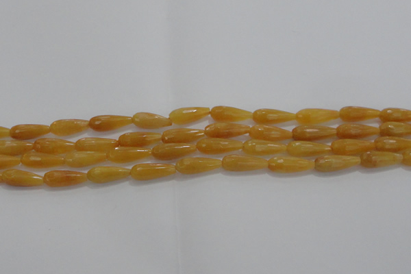 CTR75 15.5 inches 6*16mm faceted teardrop yellow jade beads