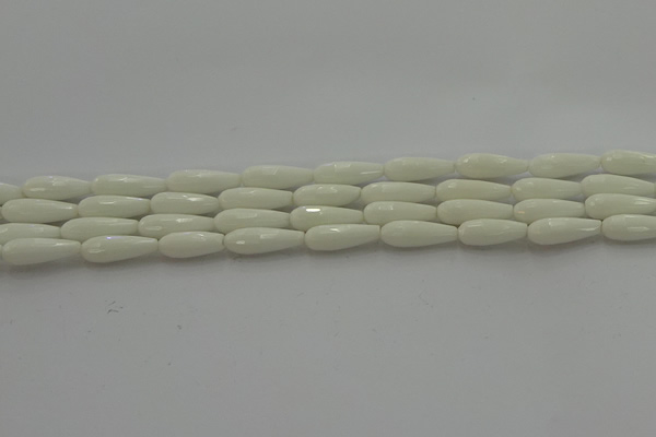 CTR83 15.5 inches 6*16mm faceted teardrop white porcelain beads