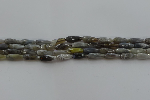CTR87 15.5 inches 6*16mm faceted teardrop grey botswana agate beads