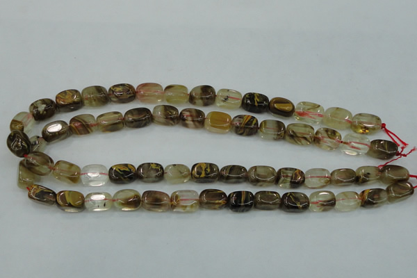 CTS56 15.5 inches 8*14mm nugget tigerskin glass beads wholesale