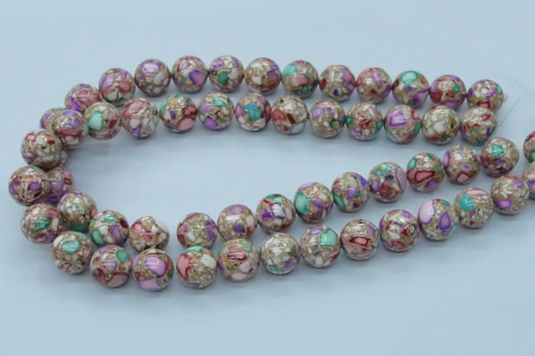 CTU107 16 inches 14mm round dyed flower turquoise beads wholesale